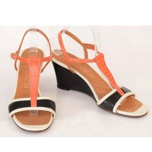 🍊Chie Mihara Anamari Orange Black Wedge 40/40.5